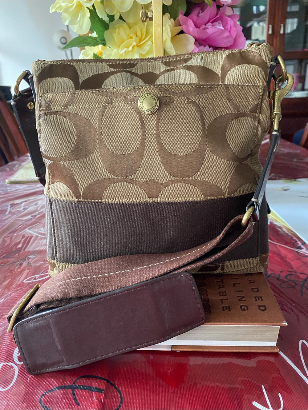 Coach Brown Signature Canvas Crossbody Bag